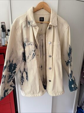 BDG Cream and Blue Tie-Dye Jean Jacket